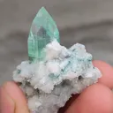 Green Fluorapophyllite with Stilbite on Prehnite Matrix. - image 7