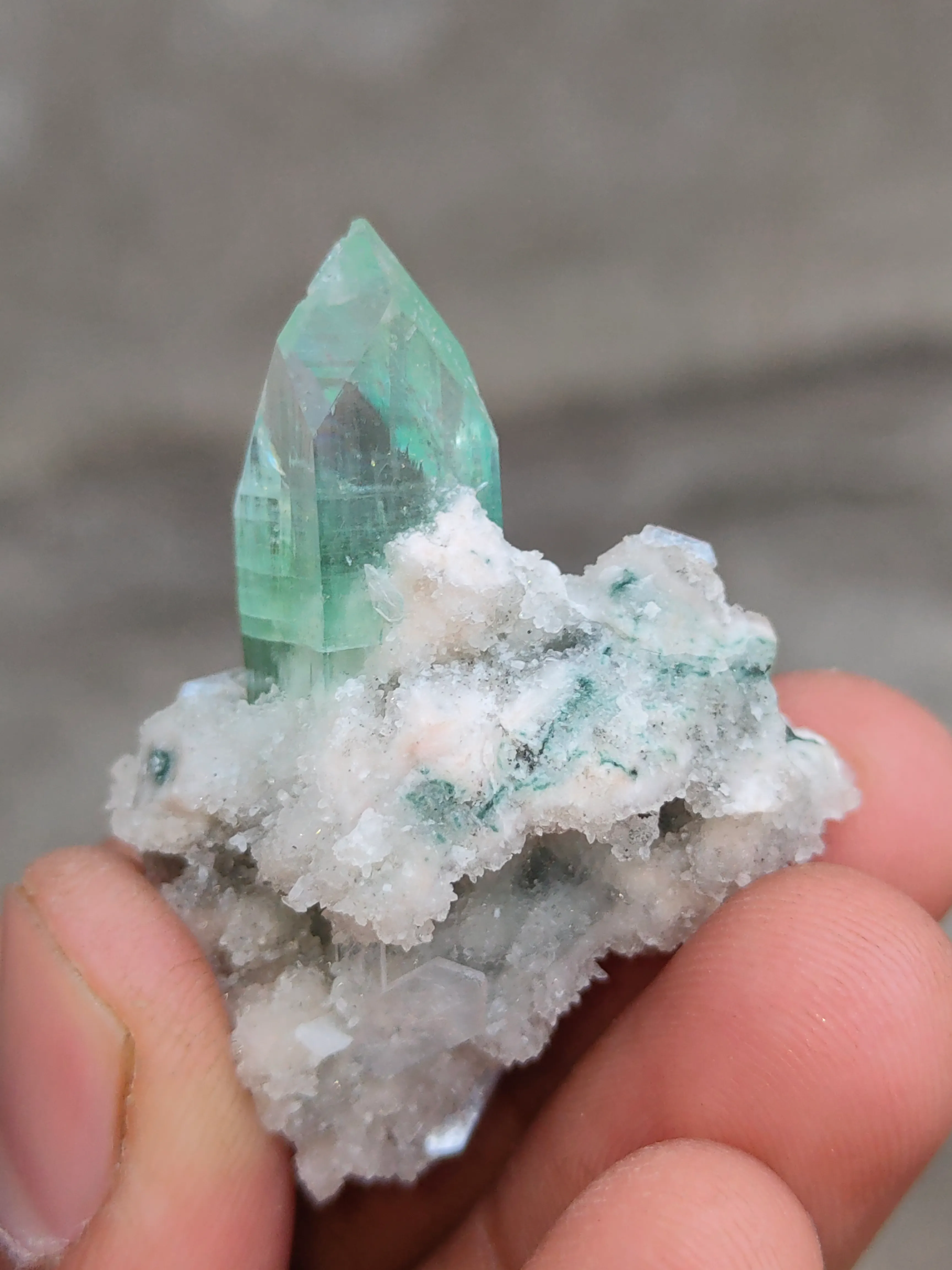 Green Fluorapophyllite with Stilbite on Prehnite Matrix. - image 7