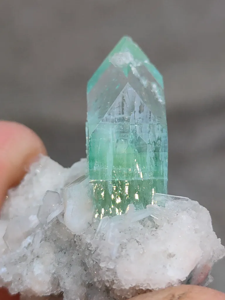 Green Fluorapophyllite with Stilbite on Prehnite Matrix. - image 5