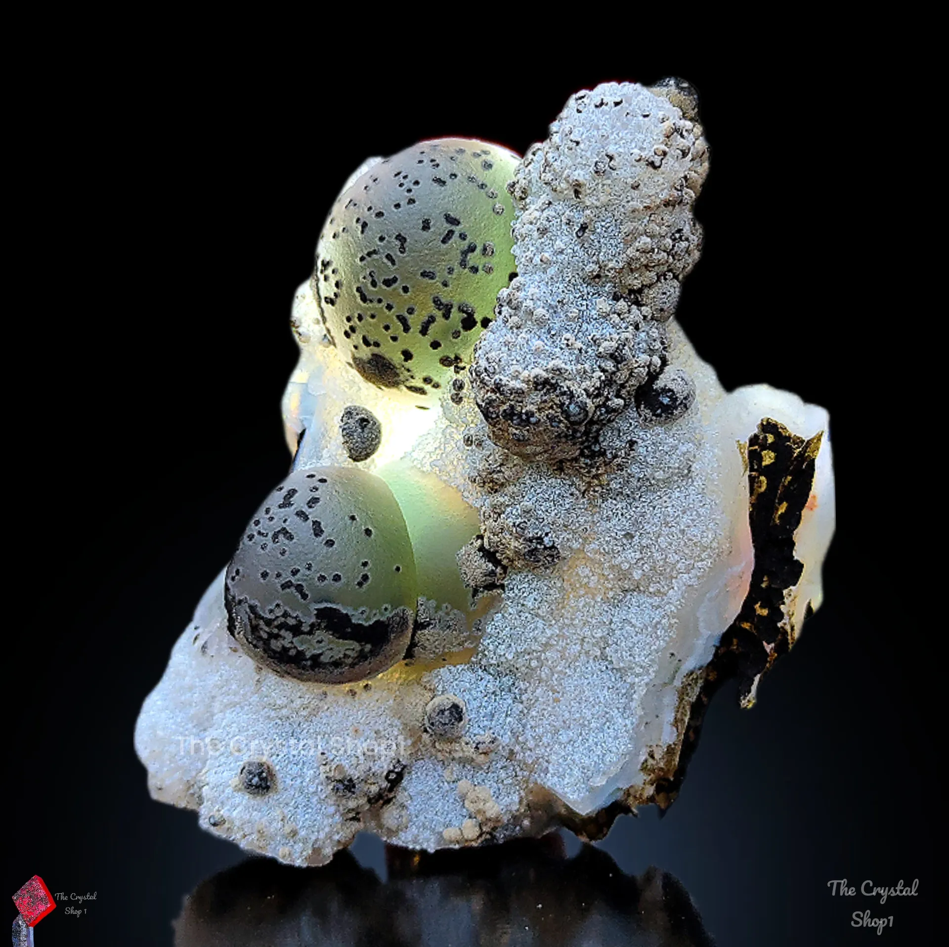 Green Fluorite Ball on Black Dots Natural specimen - image 1