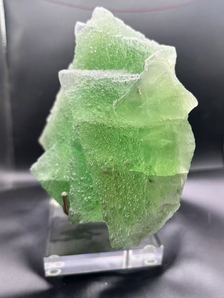 Green Fluorite with Druzy Quartz Overgrowth, Strong UV Fluorescent Specimen - image 4