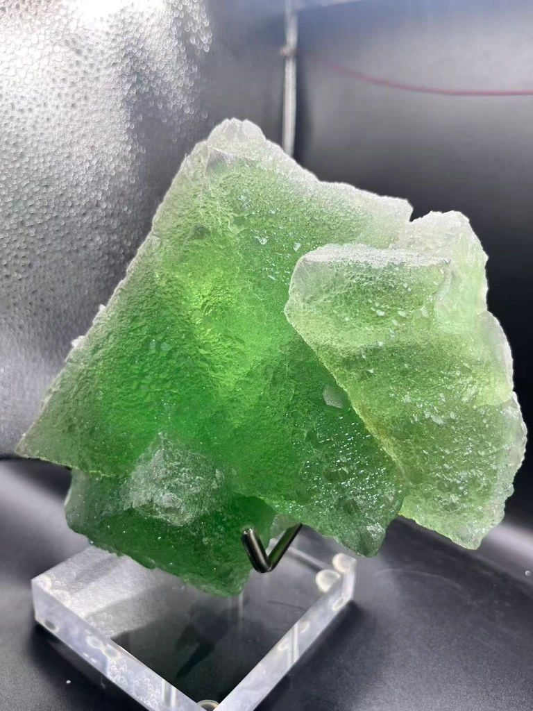 Green Fluorite with Druzy Quartz Overgrowth, Strong UV Fluorescent Specimen - image 3