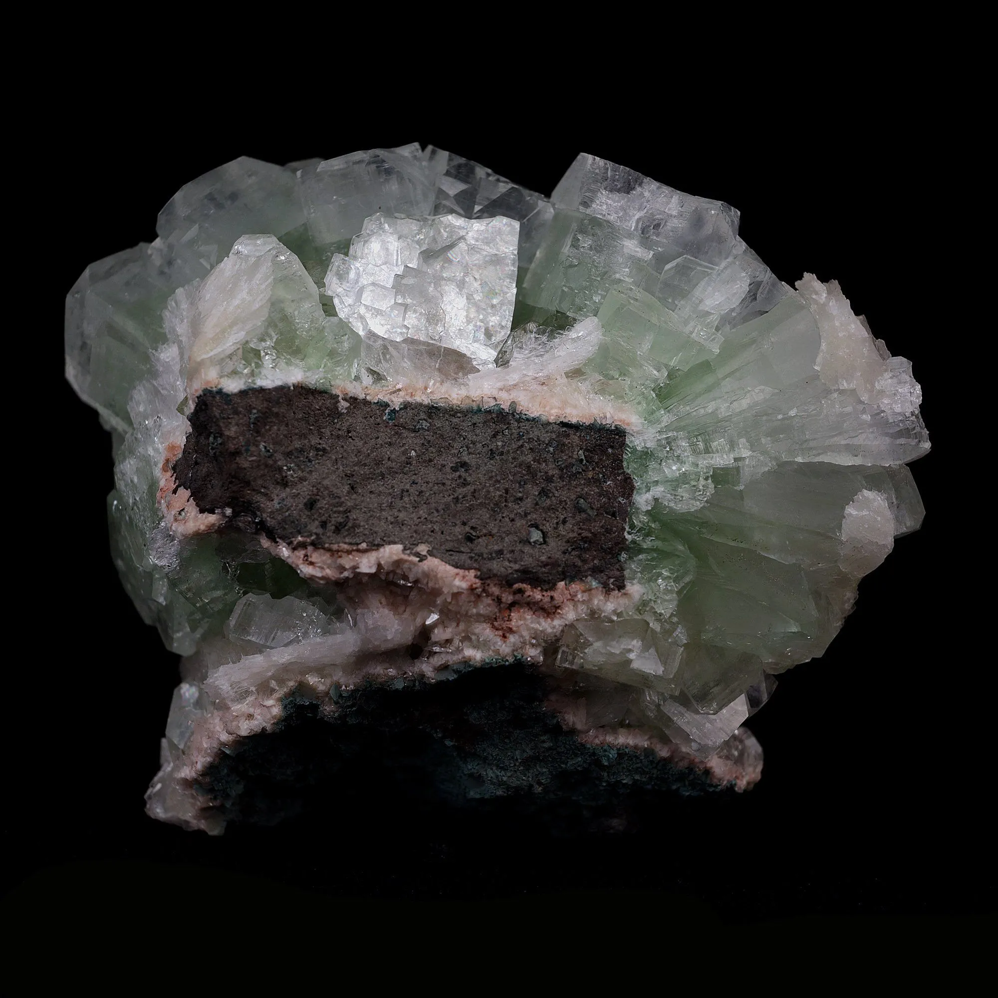 Green Fluroapophyllite with Stilbite Natural Mineral Specimen - image 6