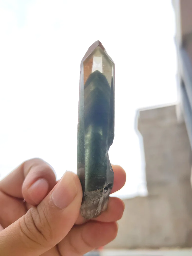 Green Phantom Crystal with Chlorite From India - image 6