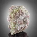 Green Tourmaline Bunch with Rare Etched Pollucite on Pink Lepidolite from Pakistan - image 1
