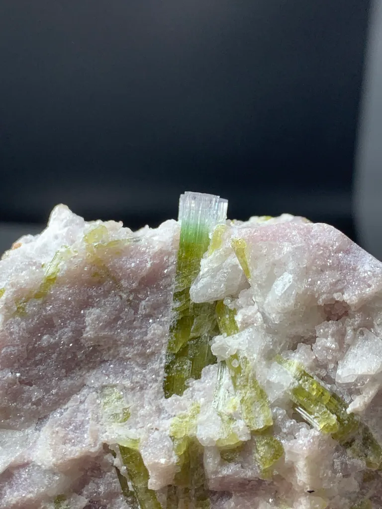 Green Tourmaline Cluster with Lepidolite Specimen from Afghanistan - image 3