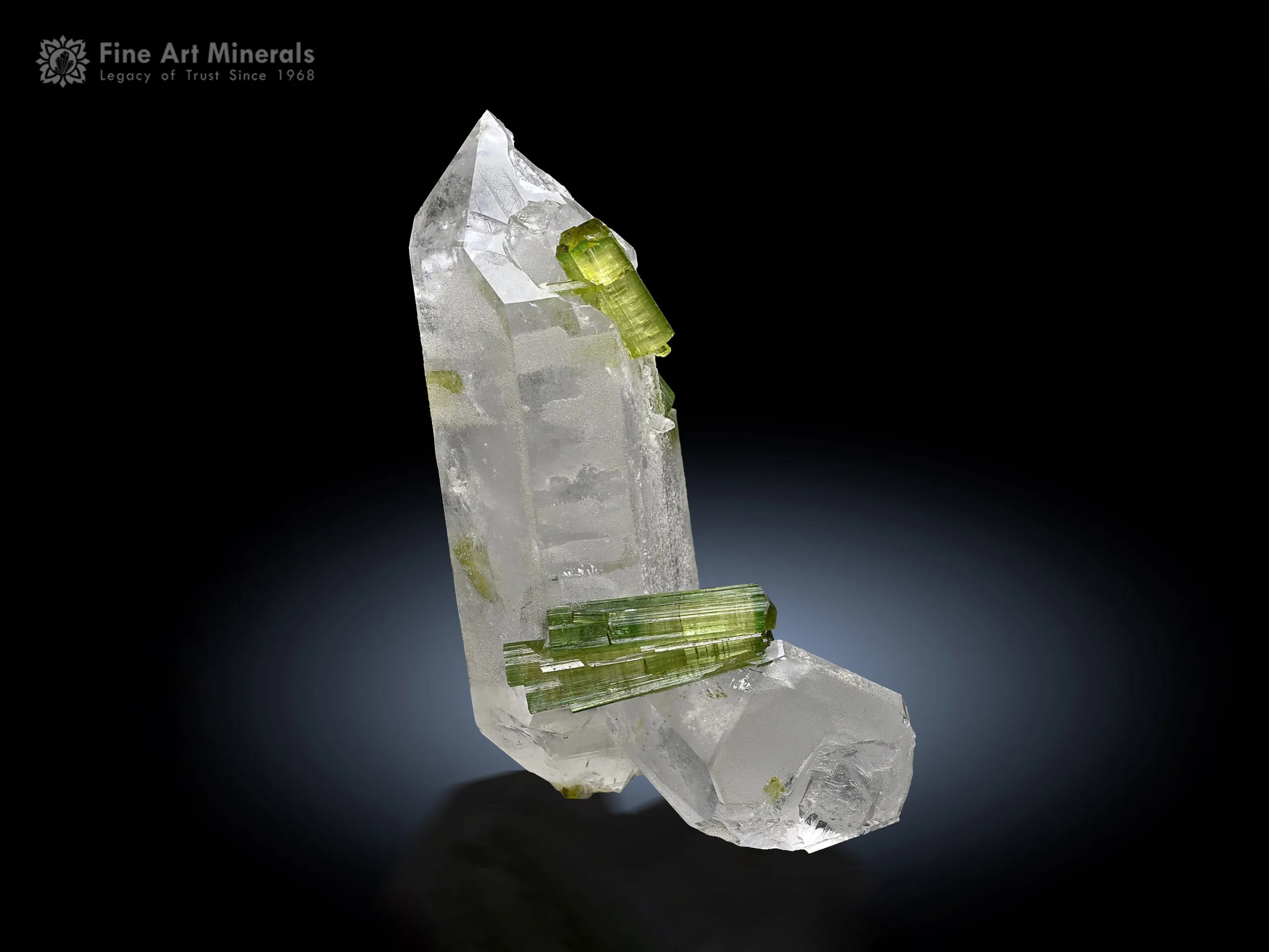 Green Tourmaline Cluster with Quartz from Shigar Pakistan - image 1