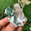 Green Tourmaline Crystals Bunch with Lepidolite and Quartz from Pakistan - image 4