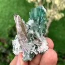 Green Tourmaline Crystals Bunch with Lepidolite and Quartz from Pakistan - image 7