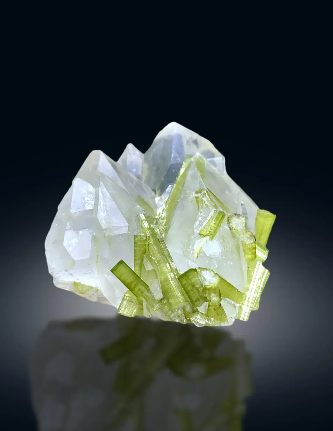 Green Tourmaline Crystals on Quartz from Chapu Mine Skardu Pakistan - 163 gram - image 6