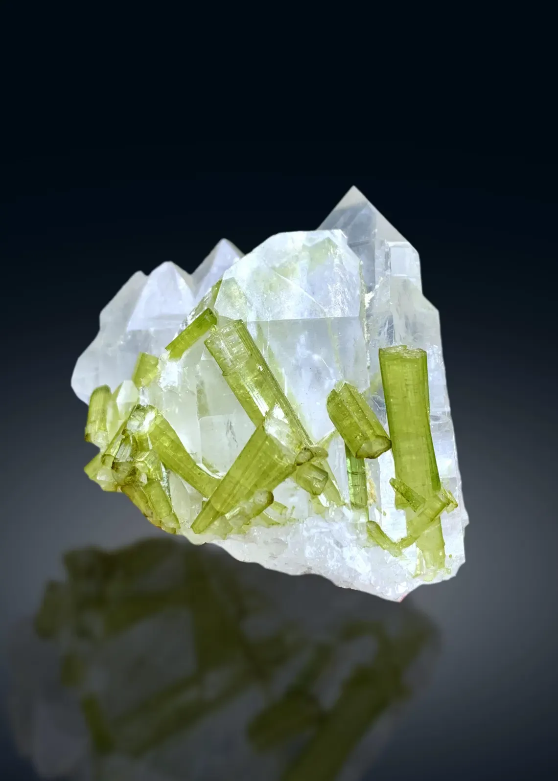 Green Tourmaline Crystals on Quartz from Chapu Mine Skardu Pakistan - 163 gram - image 4
