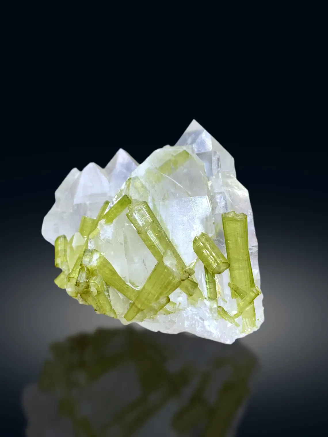 Green Tourmaline Crystals on Quartz from Chapu Mine Skardu Pakistan - 163 gram - image 7