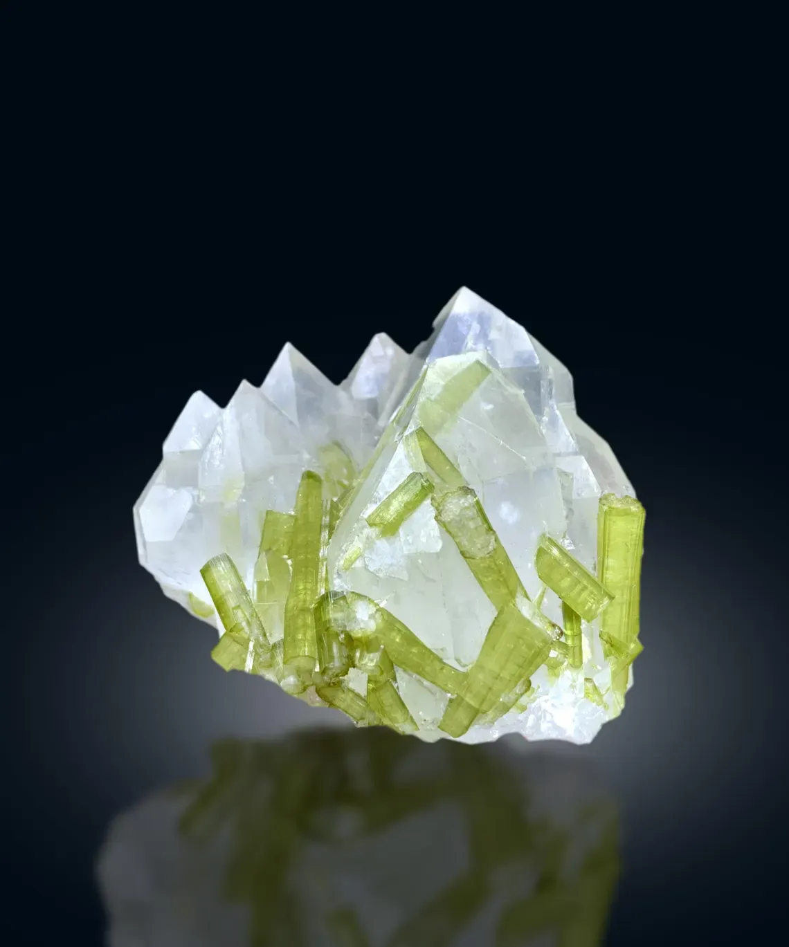 Green Tourmaline Crystals on Quartz from Chapu Mine Skardu Pakistan - 163 gram - image 3