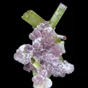 Green Tourmaline on Pink Smithsonite – Paprok Mine, Afghanistan - image 2