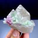 Green Tourmalines with Pink Lepidolite on Quartz from Afghanistan - image 2