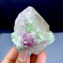 Green Tourmalines with Pink Lepidolite on Quartz from Afghanistan - image 3