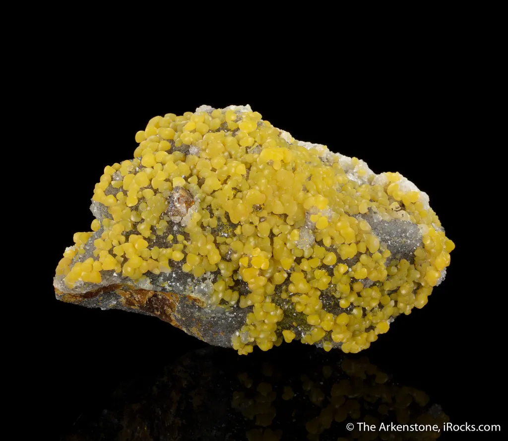 Greenockite included Smithsonite with Sphalerite on Quartz image