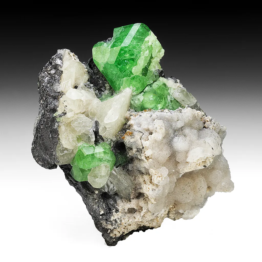 Grossular with Diopside, Calcite image
