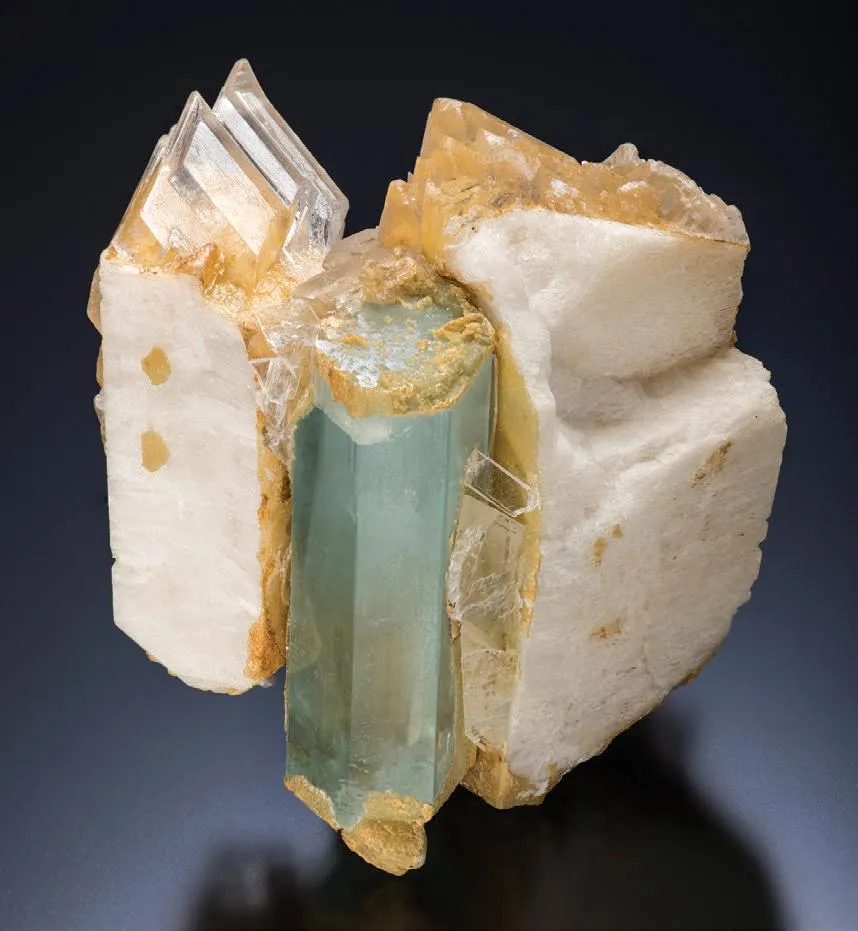 Gypsum, Aquamarine, Albite image