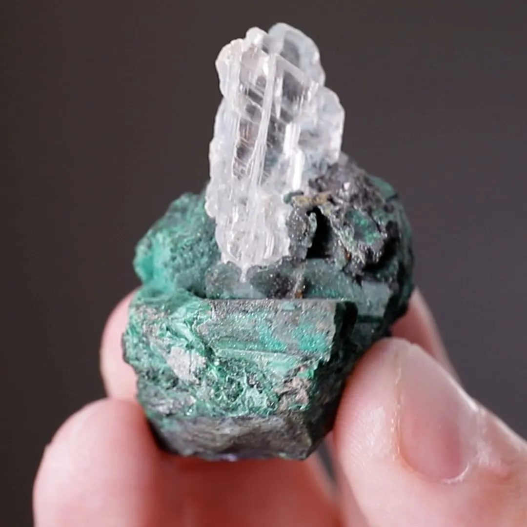 Gypsum on Malachite ps. after Azurite - image 2