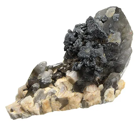 Hematite, Siderite, Quartz (Var: Smoky Quartz), Microcline image