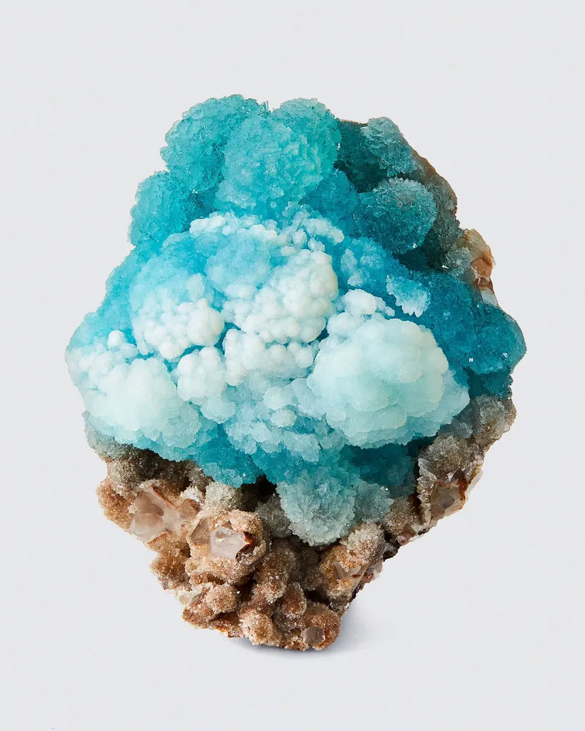 Hemimorphite on Quartz, Malipo Mine, Wenshan Co., Yunnan Prov, China image