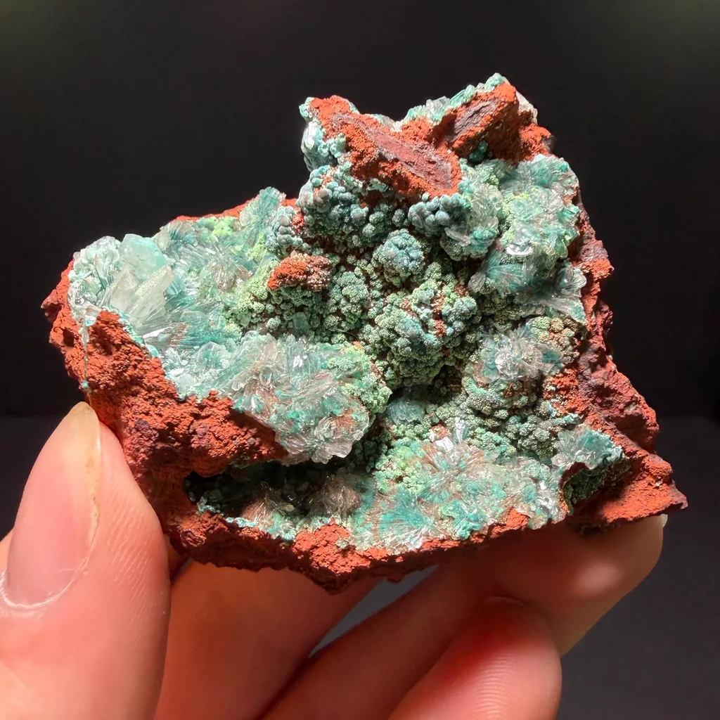Hemimorphite on Rosasite & Copper Bearing Adamite image