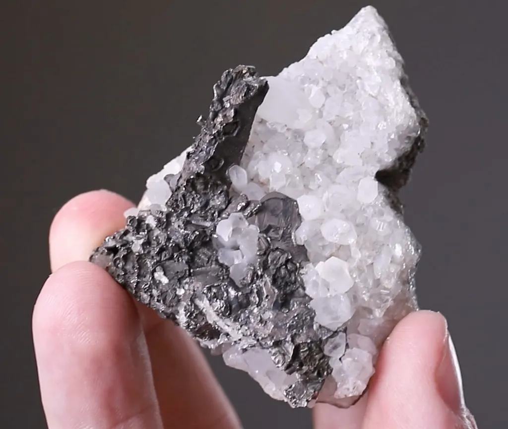 Hessite with NATIVE Gold on Quartz - image 2