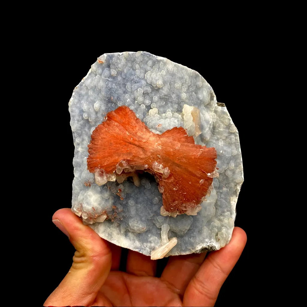 Heulandite Bow on Chalcedony Matrix Natural Mineral Specimen image