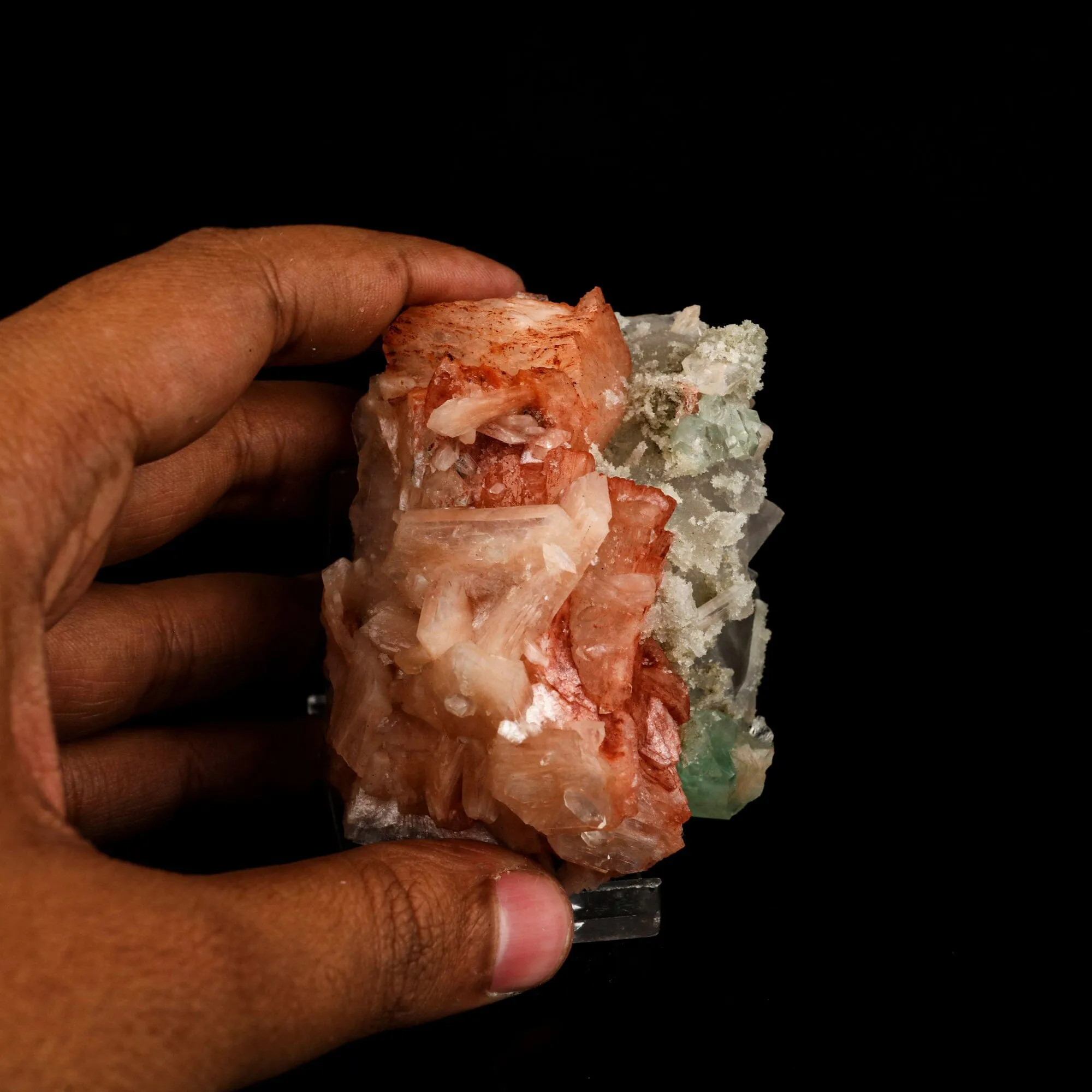 Heulandite Bow with Calcite and Apophyllite Natural Mineral Specimen - image 4