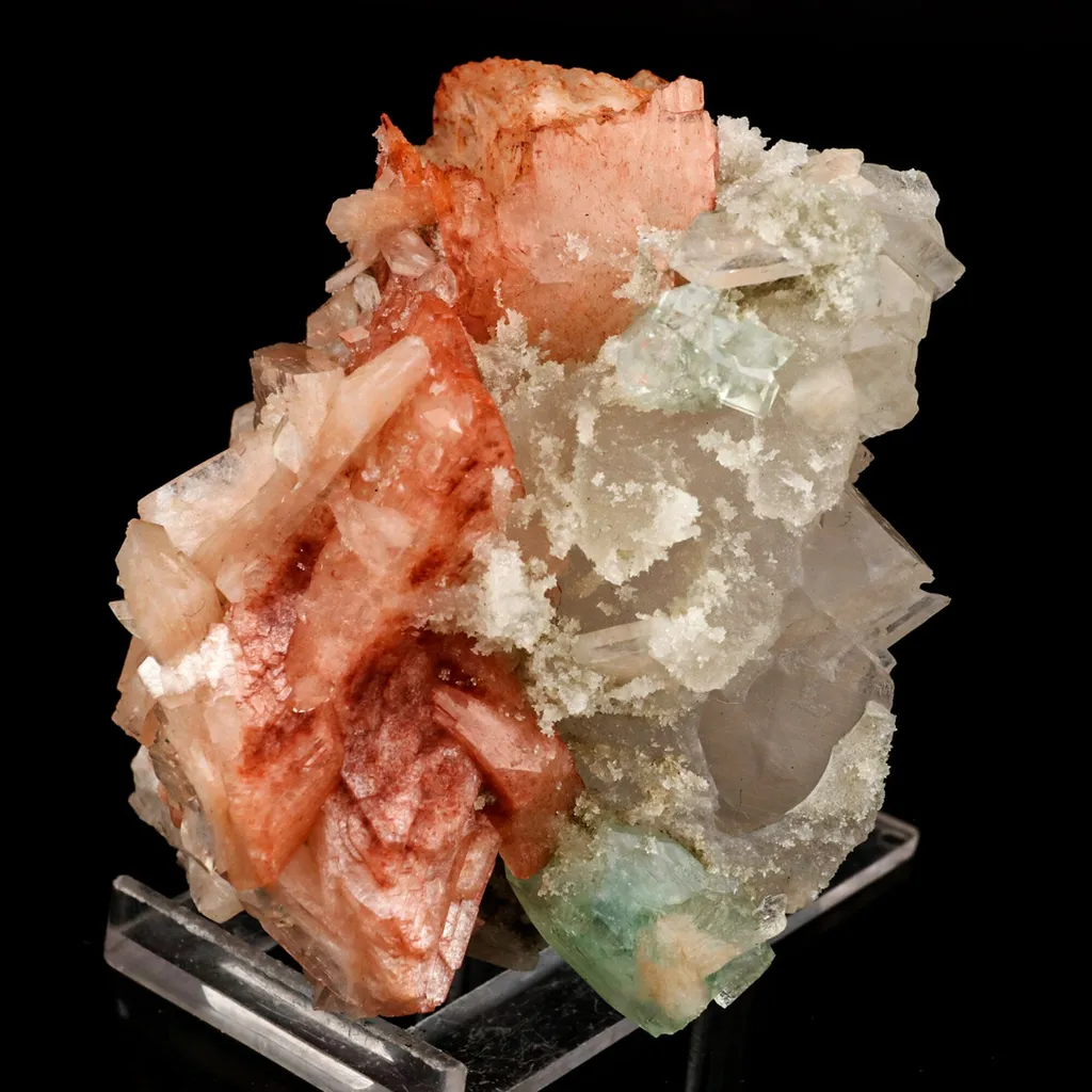 Heulandite Bow with Calcite and Apophyllite Natural Mineral Specimen image