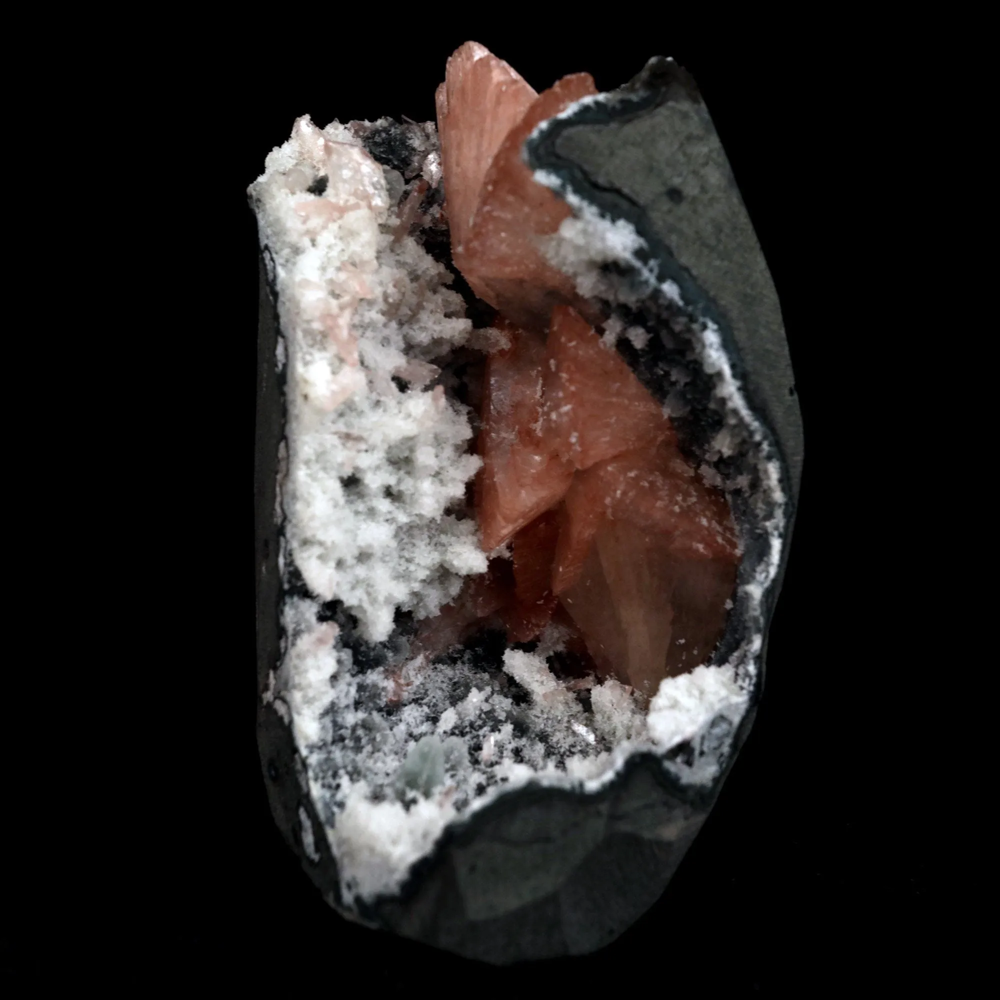 Heulandite Crysal Inside Chalcedondy Vug Natural Mineral Specimen - image 1