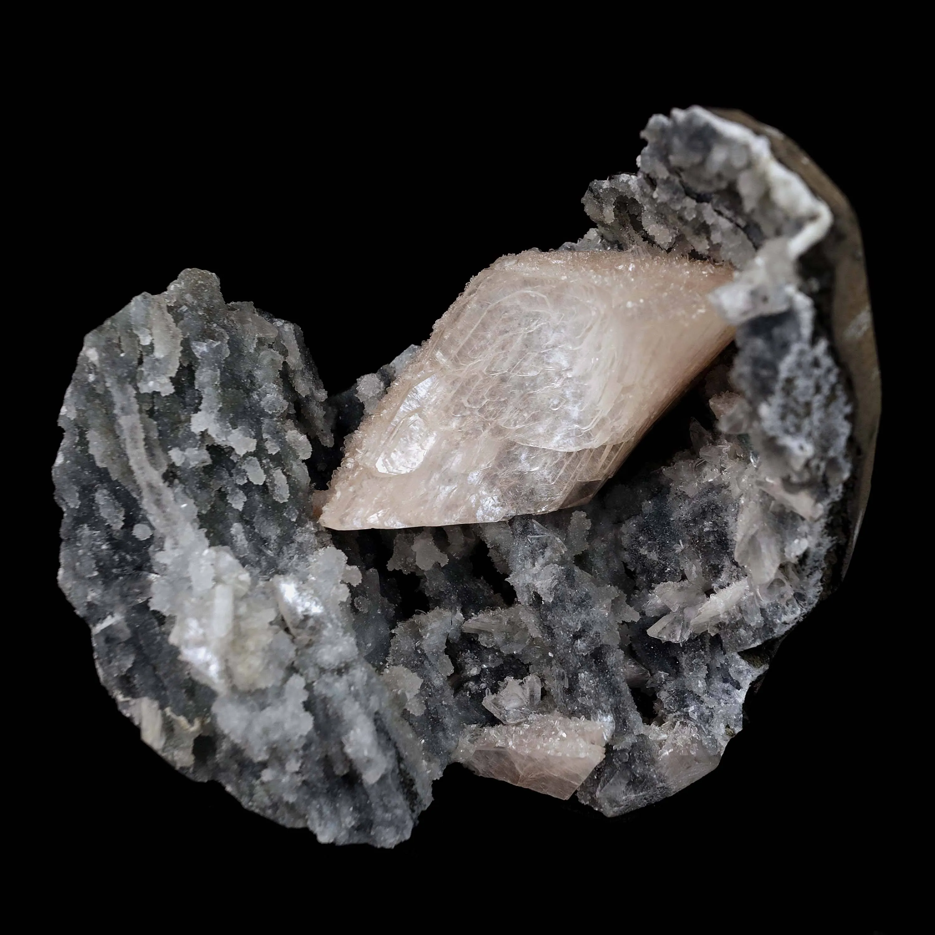 Heulandite Crystal Inside Black Chalcedony Geode Natural Mineral Specimen - image 6