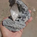 Heulandite Crystal Inside Black Chalcedony Geode Natural Mineral Specimen - image 8