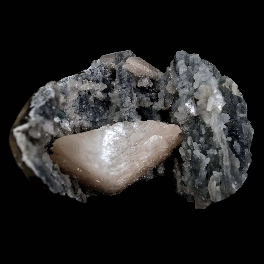 Heulandite Crystal Inside Black Chalcedony Geode Natural Mineral Specimen - image 5