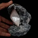 Heulandite Crystal Inside Black Chalcedony Geode Natural Mineral Specimen - image 4