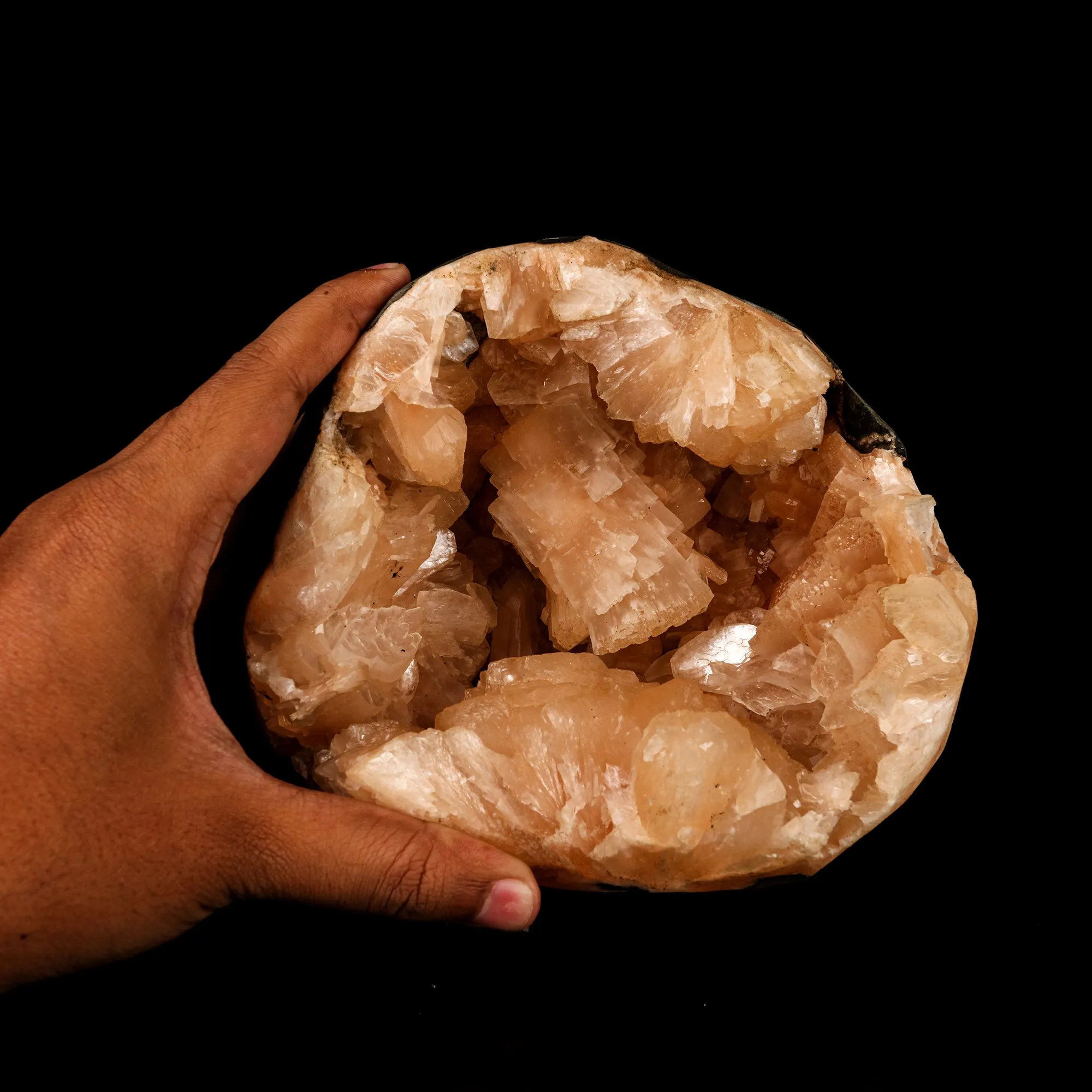 Heulandite in Stilbite geode Natural Mineral Specimen - image 4