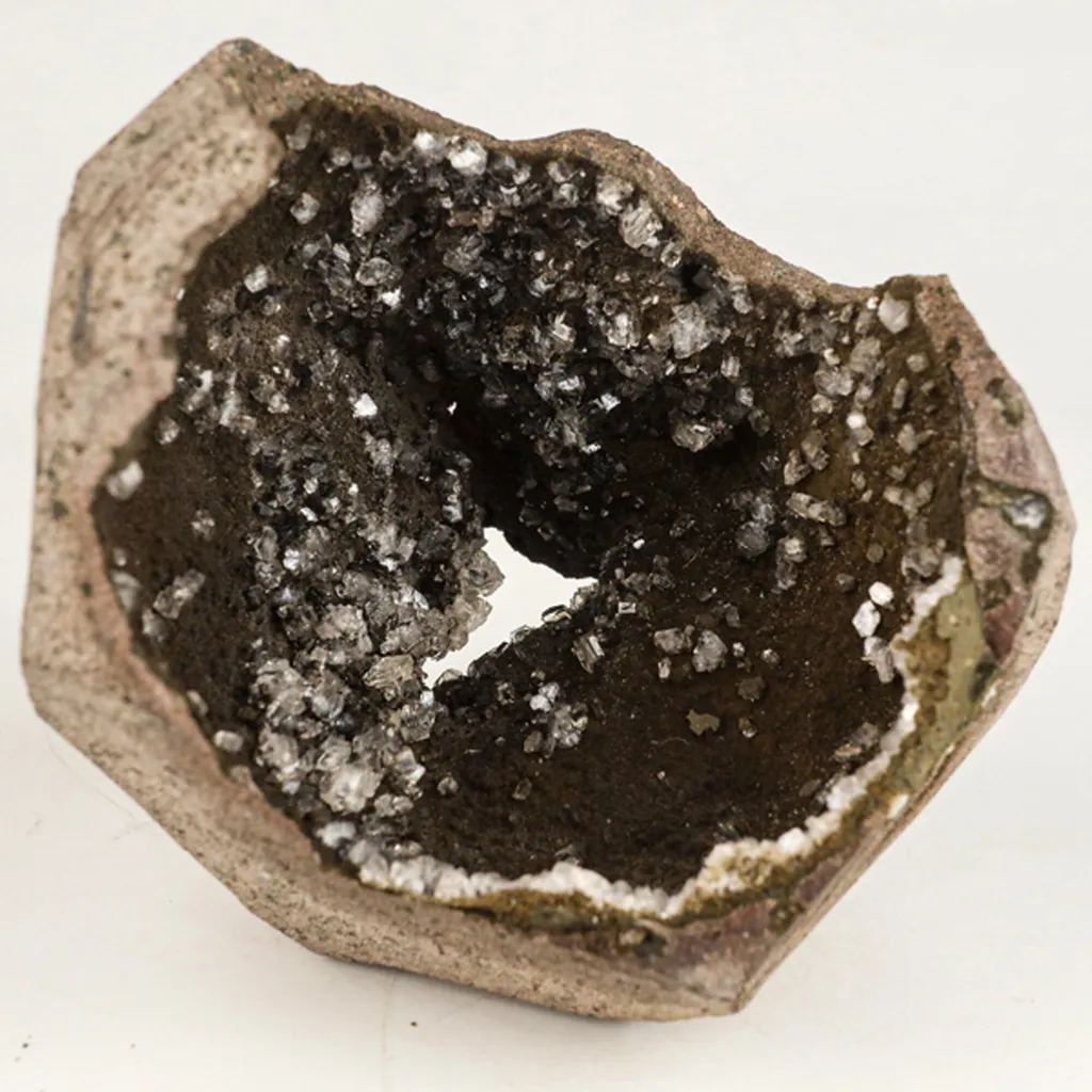 Heulandite on Chalcedony geode Natural Mineral Specimen image