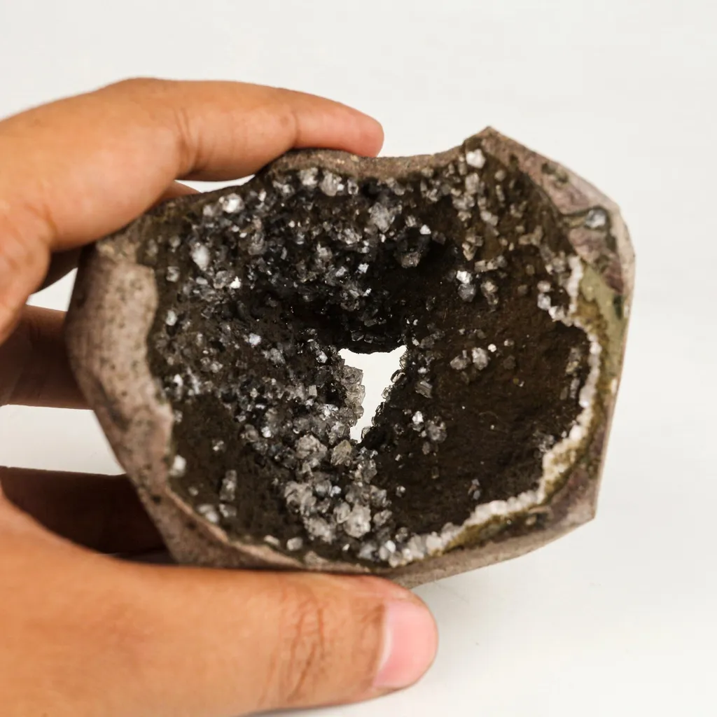 Heulandite on Chalcedony geode Natural Mineral Specimen - image 4