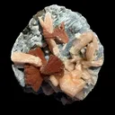 Heulandite & Peach Stilbite on Sparkling Icy-Blue Chalcedony Matrix – Rare Indian Zeolite Mineral Specimen from Maharashtra - image 1