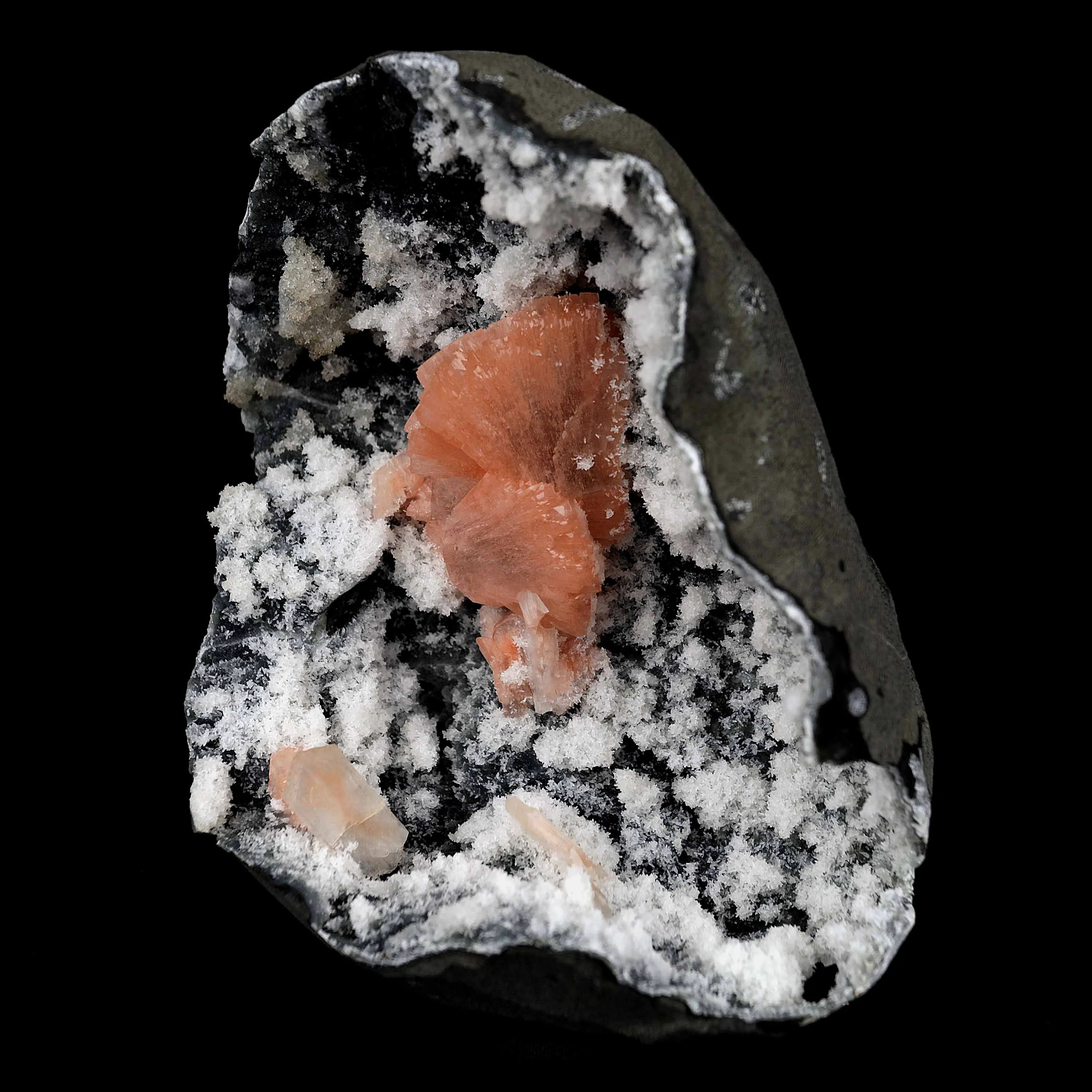 Heulandite Petal with Stilbite Inside Chalcedony Geode Natural Mineral - image 4