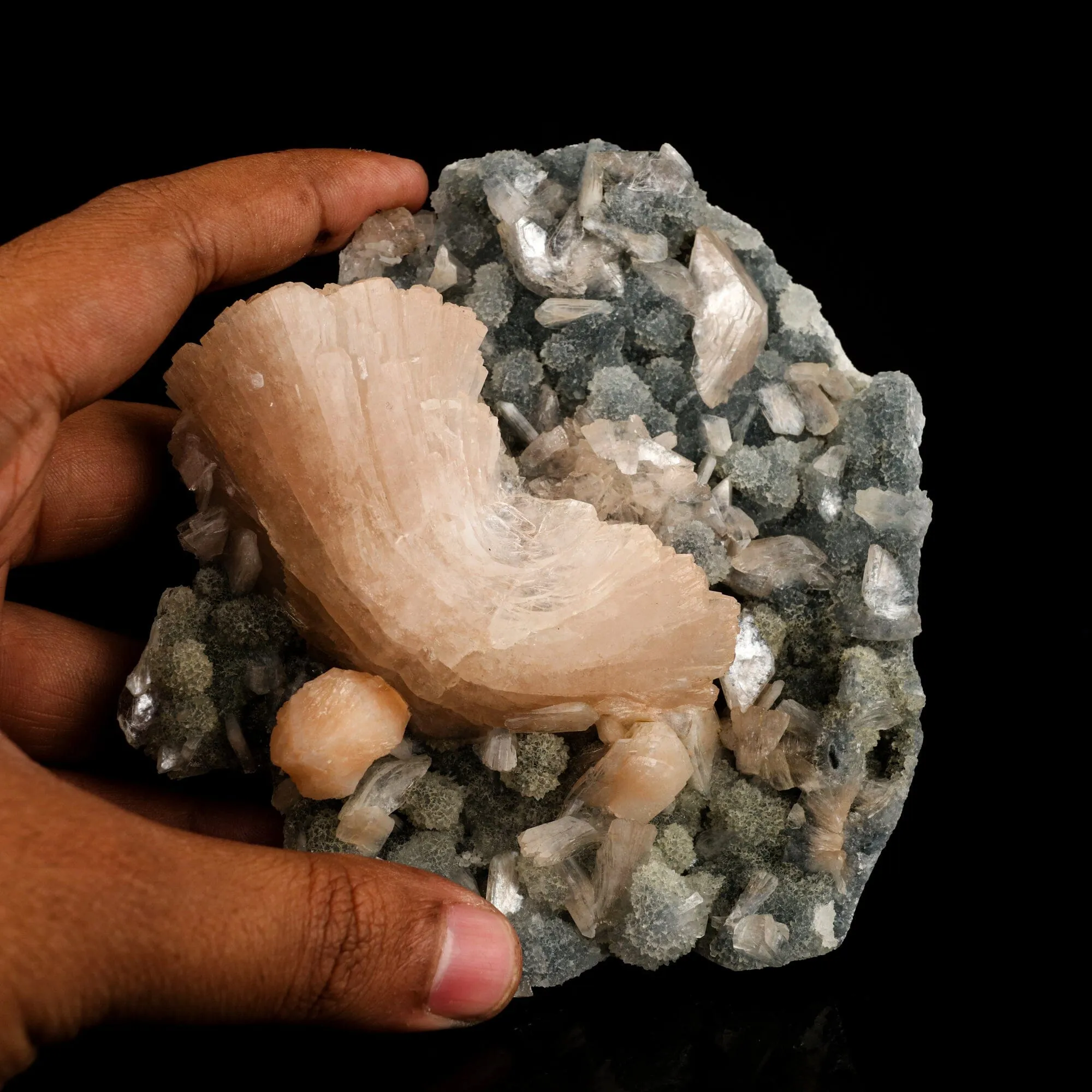 Heulandite Petals in Chalcedony geode Free Standing Natural Mineral Specimen - image 4