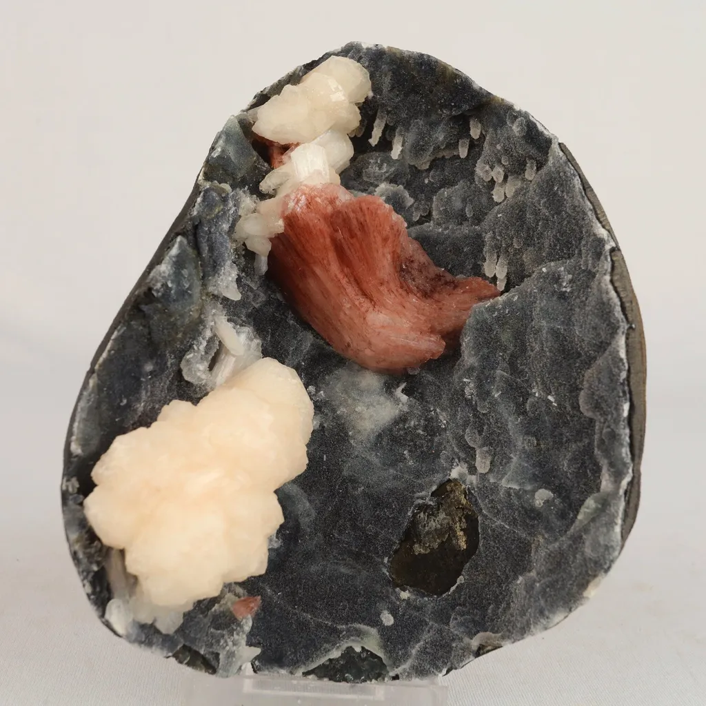 Heulandite Petals with Stilbite in Chalcedony geode Natural Mineral Specimen image