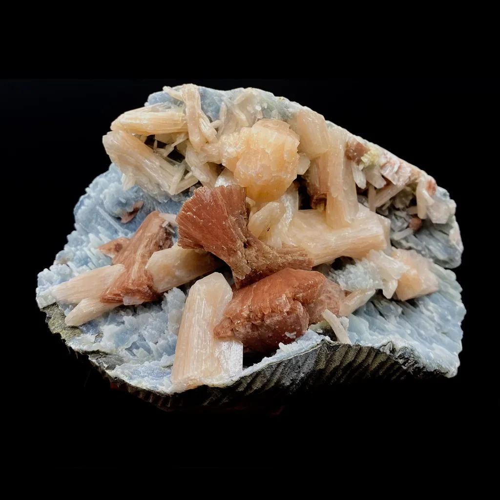 Heulandite with Stilbite on Chalcedony Big Cluster image