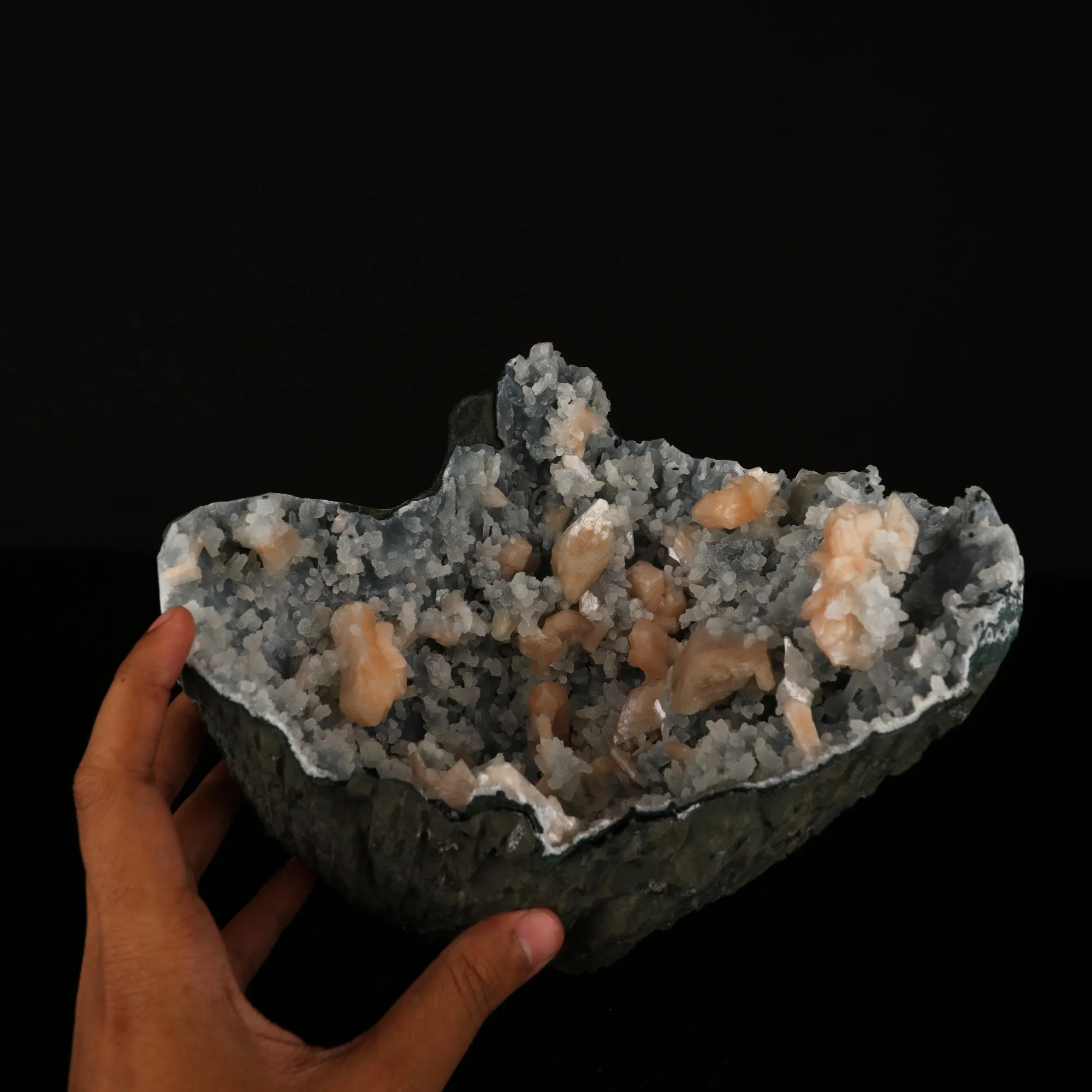 Heulandite with Stilbite on Chalcedony Self Standing Natural Mineral Specimen - image 4