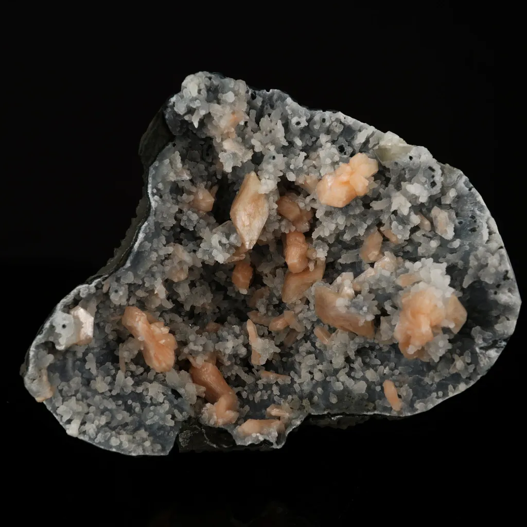 Heulandite with Stilbite on Chalcedony Self Standing Natural Mineral Specimen image