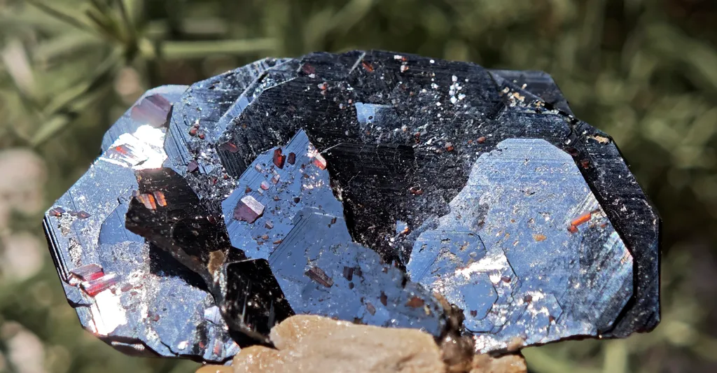 High luster Hematite with large red Rutile from Cavradi Gorge, Sedrun, Switzerland - image 5