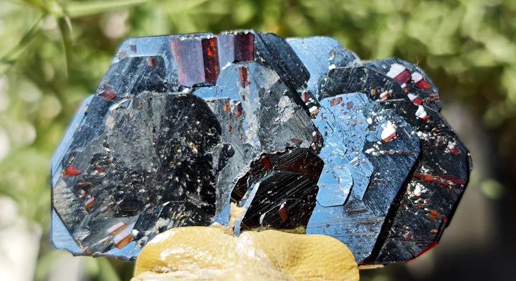 High luster Hematite with large red Rutile from Cavradi Gorge, Sedrun, Switzerland - image 4