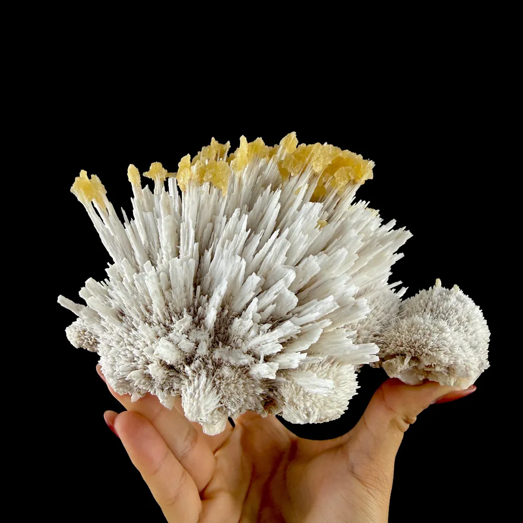 Honey Calcite on Mordenite Spray Burst - Collector’s Indian Zeolite Specimen from Pune,India - image 6