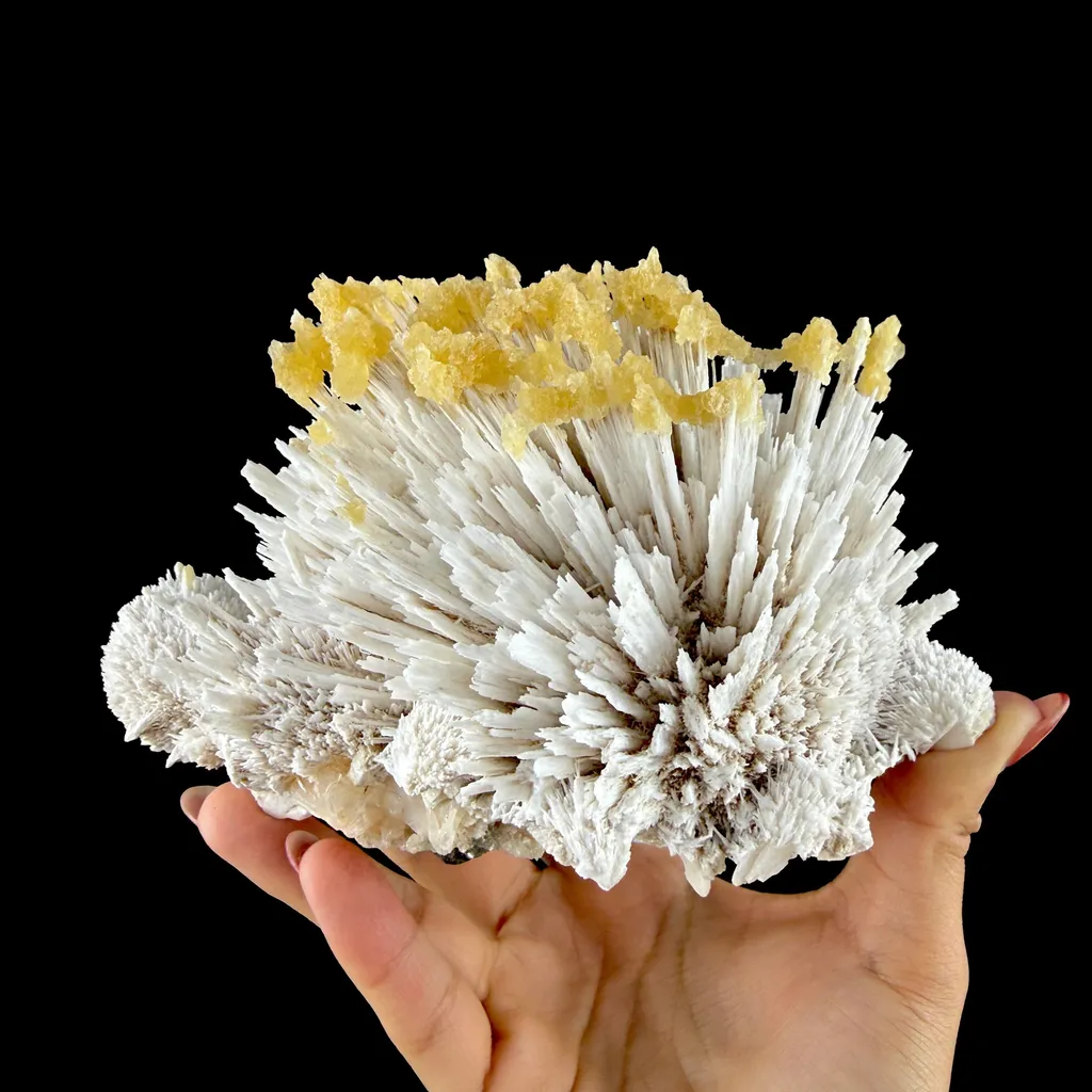 Honey Calcite on Mordenite Spray Burst - Collector’s Indian Zeolite Specimen from Pune,India - image 3
